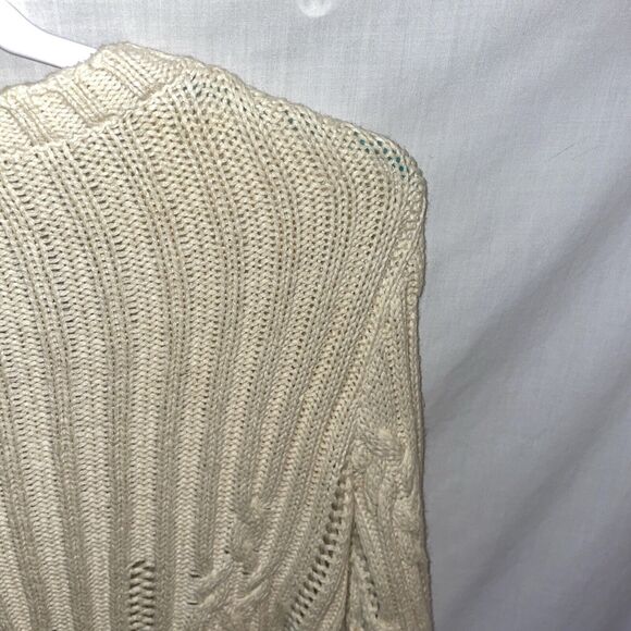 Heather B Women’s Cable Knit Sweater Size Medium Ivory Going Out Party 3/4 Slv - Picture 10 of 12